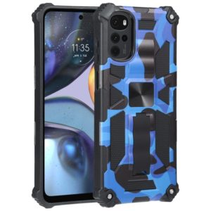 For Motorola Moto G22 Camouflage Armor Kickstand Magnetic Phone Case(Dark Blue) (OEM)