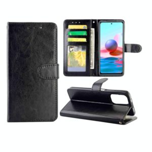 For Xiaomi Redmi Note10 4G / Note 10S Crazy Horse Texture Leather Horizontal Flip Protective Case with Holder & Card Slots & Wallet & Photo Frame(Black) (OEM)