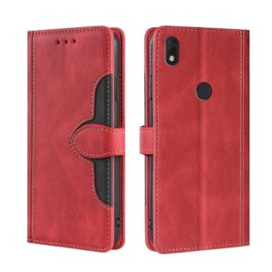 For Alcatel Axel / Lumos Skin Feel Straw Hat Magnetic Buckle Leather Phone Case(Red) (OEM)