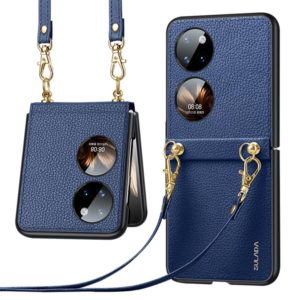 For Huawei P50 Pocket SULADA Litchi Texture Leather + TPU Phone Case with Strap(Blue) (SULADA) (OEM)