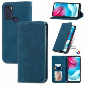 For Motorola G60 S Retro Skin Feel Business Magnetic Horizontal Flip Leather Case with Holder & Card Slots & Wallet & Photo Frame(Blue) (OEM)