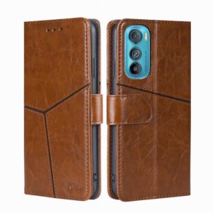 For Motorola Edge 30 Geometric Stitching Horizontal Flip Leather Phone Case(Light Brown) (OEM)