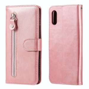 For Xiaomi Redmi 9A Fashion Calf Texture Zipper Horizontal Flip Leather Case with Stand & Card Slots & Wallet Function(Rose Gold) (OEM)