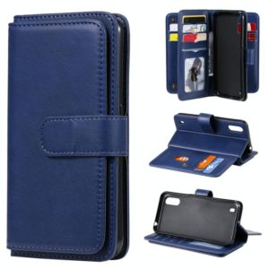 For Samsung Galaxy A01 Multifunctional Magnetic Copper Buckle Horizontal Flip Solid Color Leather Case with 10 Card Slots & Wallet & Holder & Photo Frame(Dark Blue) (OEM)