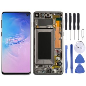 Original Super AMOLED LCD Screen with Frame for Galaxy S10 4G Digitizer Full Assembly (Black) (OEM)