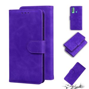 For Tecno Spark 7P Skin Feel Pure Color Flip Leather Phone Case(Purple) (OEM)