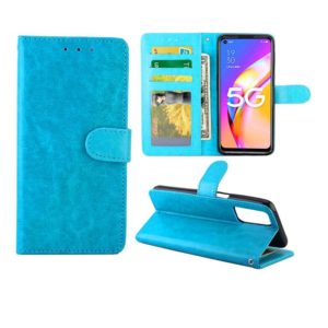 For OPPO A93 5G Crazy Horse Texture Leather Horizontal Flip Protective Case with Holder & Card Slots & Wallet & Photo Frame(Baby Blue) (OEM)