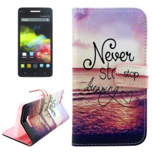 Letters Hanging on the Sea Pattern Cross Texture Leather Case with Holder & Card Slots for Wiko rainbow (OEM)