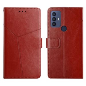 For Sharp Aquos V6 / V6 Plus Y Stitching Horizontal Flip Leather Phone Case(Brown) (OEM)
