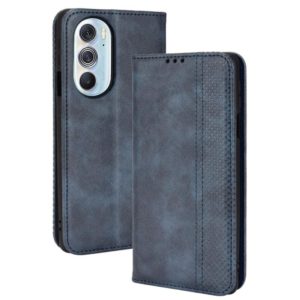For Motorola Moto Edge 30 Pro/Edge+ 2022/Edge X30 Magnetic Buckle Retro Crazy Horse Leather Phone Case(Blue) (OEM)