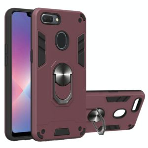 For OPPO Realme 2 2 in 1 Armour Series PC + TPU Protective Case with Ring Holder(Wine Red) (OEM)