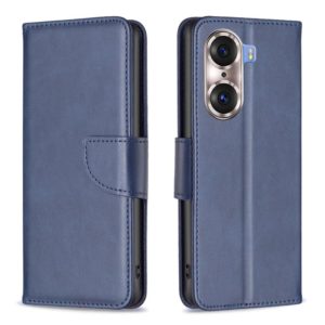For Honor 60 Pro Lambskin Texture Pure Color Horizontal Flip Leather Phone Case(Blue) (OEM)