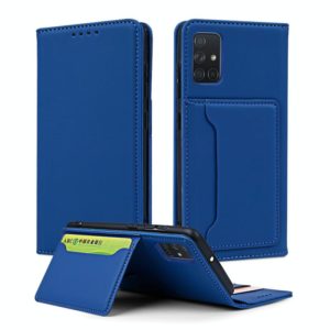 For Samsung Galaxy A71 Strong Magnetism Liquid Feel Horizontal Flip Leather Case with Holder & Card Slots & Wallet(Blue) (OEM)