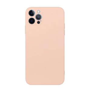 For iPhone 12 Pro Max Straight Edge Solid Color TPU Shockproof Case(Light Pink) (OEM)