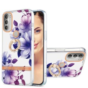 For Motorola Moto G51 5G Ring IMD Flowers TPU Phone Case(Purple Begonia) (OEM)