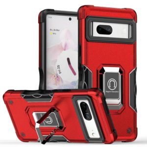 For Google Pixel 7 5G Ring Holder Non-slip Armor Phone Case(Red) (OEM)