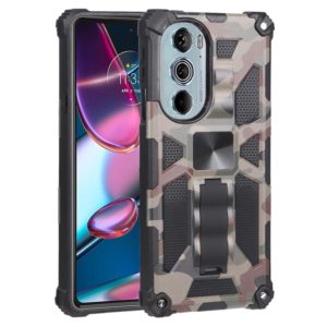 For Motorola Edge 30 Pro Camouflage Armor Shockproof TPU + PC Magnetic Protective Phone Case with Holder(Army Green) (OEM)