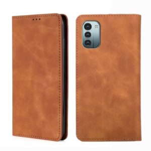 For Nokia G21 / G11 Skin Feel Magnetic Horizontal Flip Leather Phone Case(Light Brown) (OEM)