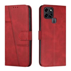 For Infinix Smart 6 Stitching Calf Texture Buckle Leather Phone Case(Red) (OEM)