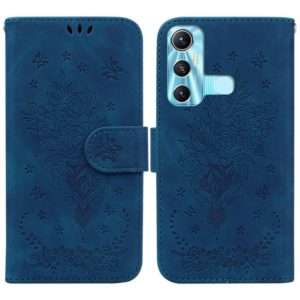 For Infinix Hot 11 X662 Butterfly Rose Embossed Leather Phone Case(Blue) (OEM)