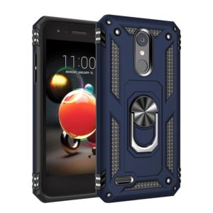 For LG Aristo 2 Shockproof TPU + PC Protective Case with 360 Degree Rotating Holder(Blue) (OEM)