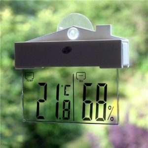 Digital Weather Station Suction Cup Indoor Outdoor Thermometer Large LCD Window Thermometer Hydrometer (OEM)