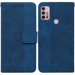 For Motorola Moto G30 / G20 / G10 / G10 Power Geometric Embossed Leather Phone Case(Blue) (OEM)
