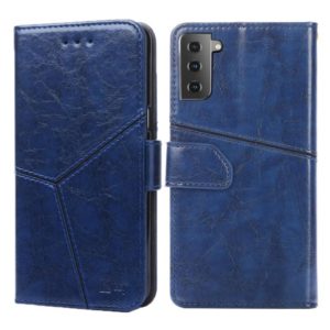 For Samsung Galaxy S21 5G Geometric Stitching Horizontal Flip TPU + PU Leather Case with Holder & Card Slots & Wallet(Blue) (OEM)