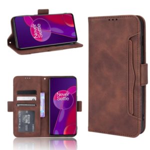 For OnePlus 9RT 5G Skin Feel Calf Pattern Horizontal Flip Leather Phone Case with Holder & Card Slots & Photo Frame(Brown) (OEM)