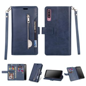 For Samsung Galaxy A70 Multifunctional Zipper Horizontal Flip Leather Case with Holder & Wallet & 9 Card Slots & Lanyard(Blue) (OEM)