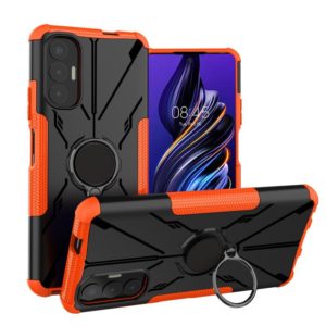 For Tecno Pova 3 Armor Bear Shockproof PC + TPU Phone Case with Ring Holder(Orange) (OEM)