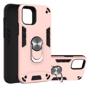 For iPhone 12 / 12 Pro 2 in 1 Armour Series PC + TPU Protective Case with Ring Holder(Rose Gold) (OEM)