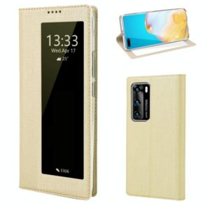 For Huawei P40 ViLi DMX-54 Shockproof TPU + PU Leather View Window Magnetic Attraction Horizontal Flip Protective Case with Card Slots & Holder & Sleep / Wake-up(Champagne Gold) (ViLi) (OEM)