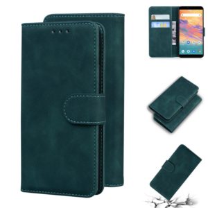 For UMIDIGI A3s Skin Feel Pure Color Flip Leather Phone Case(Green) (OEM)