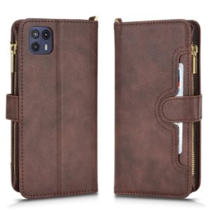 For Motorola Moto G50 Litchi Texture Zipper Leather Phone Case(Brown) (OEM)