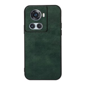 For OnePlus Ace Accurate Hole Two-color Litchi Texture PU Phone Case(Green) (OEM)