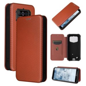 For Oukitel WP5 / WP5 Pro Carbon Fiber Texture Horizontal Flip TPU + PC + PU Leather Case with Card Slot(Brown) (OEM)