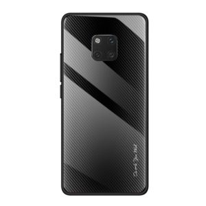 For Huawei Mate 20 Pro Texture Gradient Glass Protective Case(Black) (OEM)