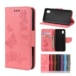 For Samsung Galaxy A01 Core Butterflies Embossing Horizontal Flip Leather Case with Holder & Card Slots & Wallet(Pink) (OEM)