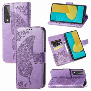For LG Stylo 7 5G Butterfly Love Flower Embossed Horizontal Flip Leather Case with Bracket & Card Slot & Wallet & Lanyard(Light Purple) (OEM)