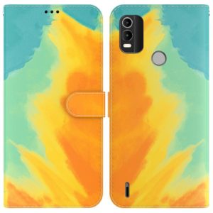 For Nokia C21 Plus Watercolor Pattern Horizontal Flip Leather Phone Case(Autumn Leaf Color) (OEM)