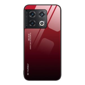 For OnePlus 10 Pro Gradient Color Glass Case(Red Black) (OEM)