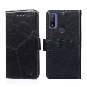 For Motorola Moto G Pure Geometric Stitching Horizontal Flip Leather Phone Case(Black) (OEM)