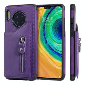 For Huawei Mate 30 Solid Color Double - Button Zipper Shockproof Protective Case(Purple) (OEM)
