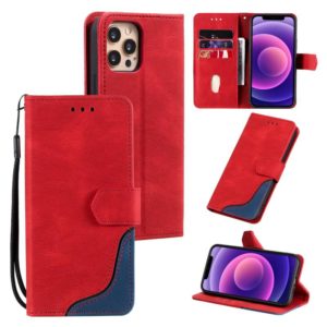 For iPhone 11 Pro Max Three-color Stitching Calf Texture Horizontal Flip Leather Case with Holder & Card Slots & Wallet (Red) (OEM)