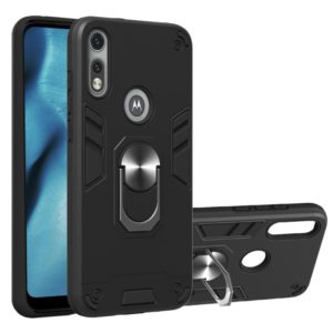 For Motorola Moto E7 2 in 1 Armour Series PC + TPU Protective Case with Ring Holder(Black) (OEM)