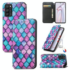 For Blackview A100 Colorful Magnetic Horizontal Flip PU Leather Case with Holder & Card Slot & Wallet(Purple Scales) (OEM)