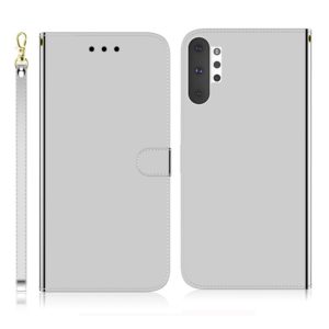 For Galaxy Note 10+ Imitated Mirror Surface Horizontal Flip Leather Case with Holder & Card Slots & Wallet & Lanyard(Silver) (OEM)