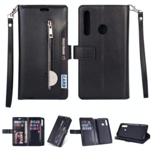 For Samsung Galaxy M30 / Galaxy A40s Multifunctional Zipper Horizontal Flip Leather Case with Holder & Wallet & 9 Card Slots & Lanyard(Black) (OEM)