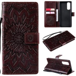 For OPPO Reno4 Pro 4G Sun Embossing Pattern Horizontal Flip Leather Case with Card Slot & Holder & Wallet & Lanyard(Brown) (OEM)